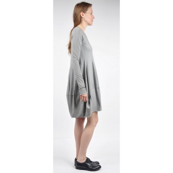 RUNDHOLZ Black Label Plankton Gray Long Sleeve Short Tulip Lagenlook Dress XS - Picture 2 of 11